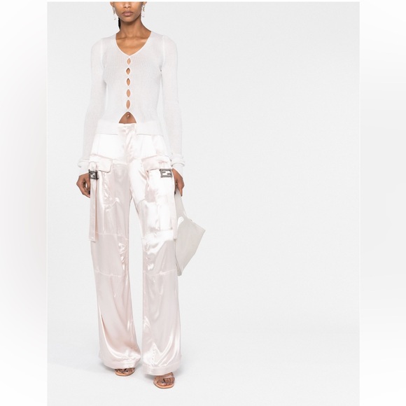 Fendi FF Baguette Buckle Embellished Satin Cargo Pants - Picture 3 of 13